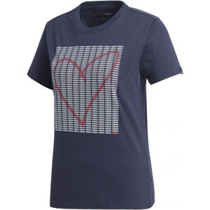 adidas W ADI HEART T Dámské triko, Tmavě modrá,Bílá,Růžová, velikost L