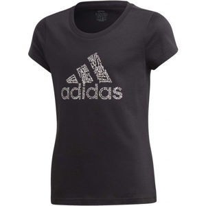 adidas YG BADGE OF SPORT TEE Dívčí tričko, Černá,Bílá, velikost 152