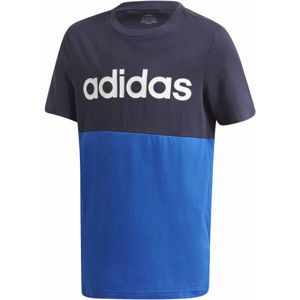 adidas YB LINEAR COLORBLOCK TEE Juniorské triko, Modrá,Tmavě modrá,Bílá, velikost 164