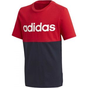 adidas YB LINEAR COLORBLOCK TEE červená 164 - Juniorské triko