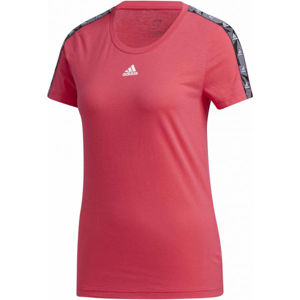 adidas WOMENS ESSENTIALS TAPE TEE Dámské tričko, Růžová,Bílá,Černá, velikost S
