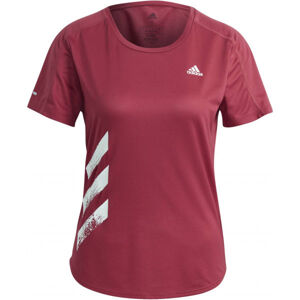 adidas RUN IT TEE 3S W Dámské sportovní tričko, Růžová,Bílá, velikost M