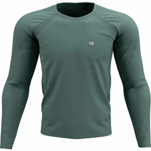 Compressport TRAINING TSHIRT LS Pánské tréninkové triko s dlouhým rukávem, zelená, velikost XL