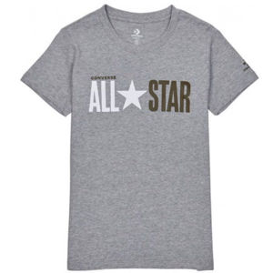 Converse ALL STAR SHORT SLEEVE CREW T-SHIRT Dámské tričko, Šedá,Bílá,Zlatá, velikost S