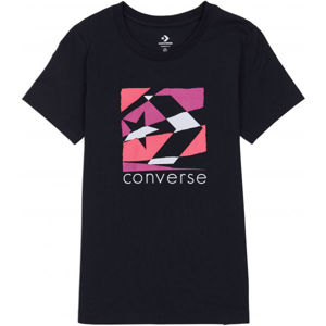 Converse WOMENS TORN CLASSIC TEE Dámské tričko, Černá,Bílá,Růžová, velikost XS