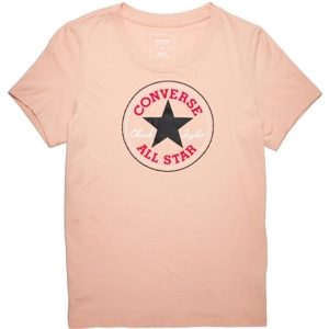 Converse CORE SOLID CHUCK PATCH CREW Dusk Pink - Dámské tričko