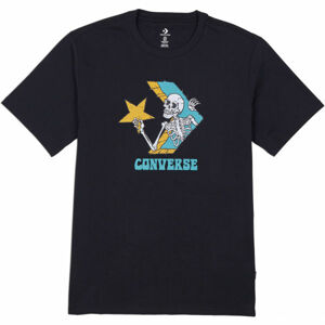 Converse SKULL GRAPHIC LOGO 1 SHORT SLEEVE TEE Pánské triko, Černá,Tyrkysová, velikost