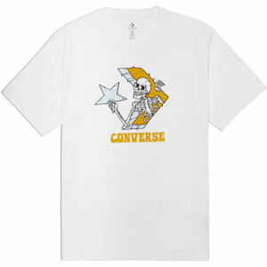 Converse SKULL GRAPHIC LOGO 1 SHORT SLEEVE TEE Pánské triko, Bílá,Žlutá, velikost S