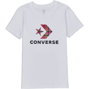 Converse WOMENS STAR CHEVRON PLAID INFILL TEE Dámské tričko, Bílá,Černá,Červená, velikost L