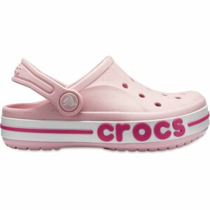 Crocs BAYABAND CLOG K Dětské pantofle, Růžová,Bílá, velikost C10