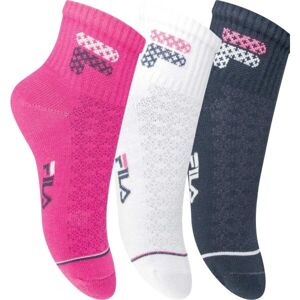 Fila JUNIOR GIRL 3P Dívčí kotníkové ponožky, Růžová,Bílá,Tmavě modrá, velikost 35-38