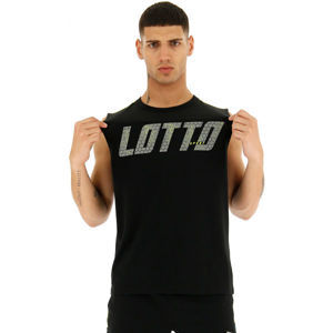 Lotto LOGO III TEE SL JS Pánské triko bez rukávů, Černá,Zelená, velikost