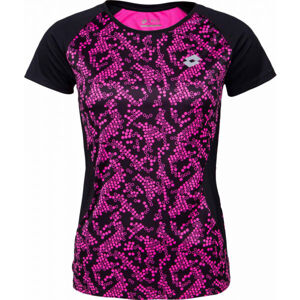 Lotto RUN&FIT W TEE PRT4 PL Dámské běžecké tričko, Černá,Růžová,Stříbrná, velikost L