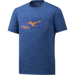 Mizuno IMPULSE CORE WILD BIRD TEE modrá S - Pánské běžecké triko
