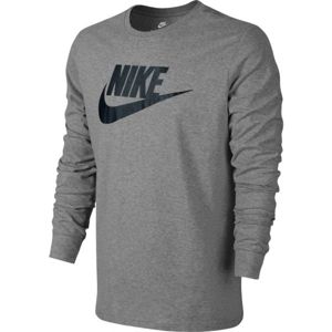 Nike TEE-FUTURA ICON LS šedá M - Pánské triko