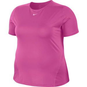 Nike TOP SS ALL OVER MESH PLUS W Dámské tričko plus size, růžová, velikost 1x