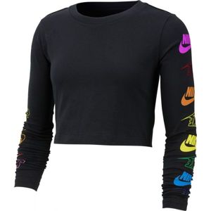 Nike NSW TEE LS FUTURA FLIP CROP růžová XS - Dámské triko