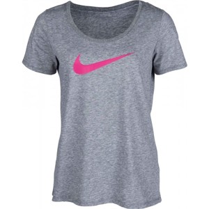 Nike DRY TEE DF SS SCOOP 2 W šedá S - Dámské triko