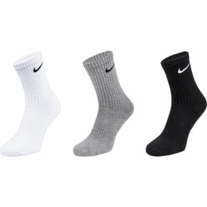 Nike EVERYDAY CUSH CREW 3PR U Ponožky, Černá,Bílá,Šedá, velikost S