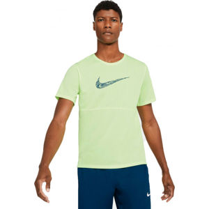 Nike BREATHE RUN TOP SS WR GX M Pánské běžecké tričko, Světle zelená,Tmavě šedá, velikost M