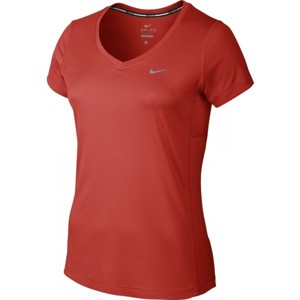 Nike MILER V-NECK červená L - Dámské běžecké triko
