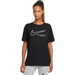 Nike NSW TEE BOY SWOOSH W Dámské tričko, Šedá,Černá, velikost