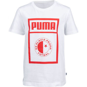 Puma SLAVIA PRAGUE GRAPHIC TEE JR Juniorské triko, bílá, velikost 116