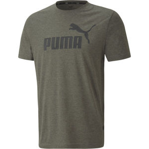 Puma ESS+ HEATHER TEE Pánské triko, khaki, velikost XL
