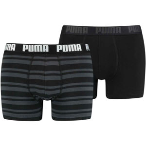 Puma HERITAGE STRIPE BOXER 2P Pánské boxerky, Černá,Bílá,Tmavě šedá, velikost