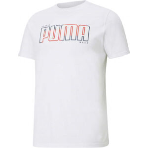 Puma ATHLETICS TEE BIG LOGO Pánské triko, Bílá,Modrá,Lososová, velikost XL