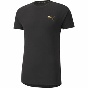 Puma EVOSTRIPE TEE Pánské sportovní triko, Černá,Zlatá, velikost M