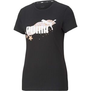 Puma FLORAL VAIBS GRAPHIC TEE Dámské triko, Černá,Bílá,Růžová, velikost L