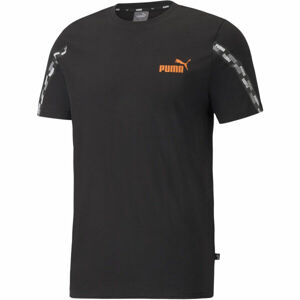 Puma POWER TAPE TEE Pánské triko, Černá,Bílá,Oranžová, velikost