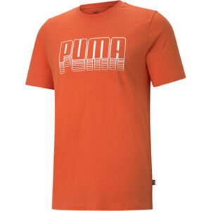 Puma PUMA BASIC TEE Pánské triko, Oranžová,Bílá, velikost XL