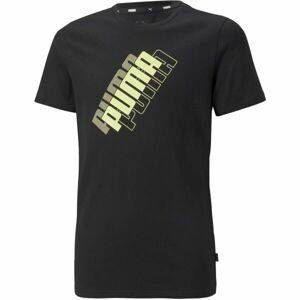 Puma POWER LOGO TEE B Chlapecké triko, Černá,Žlutá, velikost 116