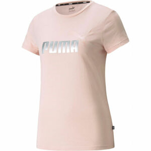Puma SS METALLIC LOGO TEE Dámské triko, Růžová,Stříbrná, velikost M
