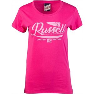 Russell Athletic GLITTER PRINTED WINGS S/S CREWNECK TEE SHIRT růžová L - Dámské tričko