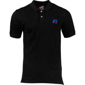 Russell Athletic CLASSIC POLO WITH SLANTED R SATINE EMBROIDERY černá S - Pánské polo tričko