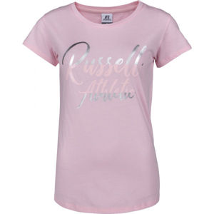 Russell Athletic SL SATIN LOGO S/S TEE Dámské tričko, Růžová,Stříbrná, velikost XL