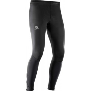 Salomon AGILE LONG TIGHT M Pánské běžecké kalhoty, Černá,Bílá, velikost XXL