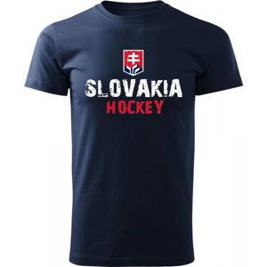 Střída NAPIS SLOVAKIA HOCKEY tmavě modrá XL - Pánské triko