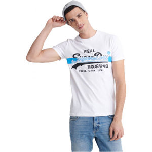 Superdry VL CROSS HATCH TEE Pánské tričko, bílá, velikost L