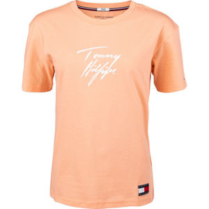 Tommy Hilfiger CN TEE SS LOGO oranžová XS - Dámské tričko