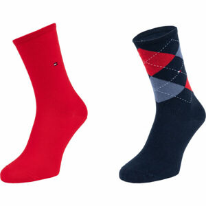 Tommy Hilfiger WOMEN CHECK SOCK 2P Dámské ponožky, červená, velikost